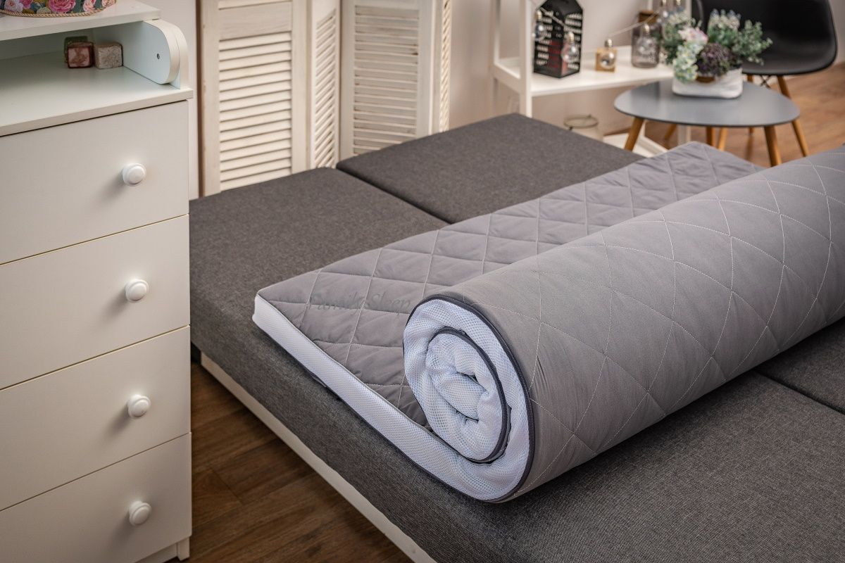 Тонкий матрас-топпер Family Sleep Gray-White Rain - 90х200 см